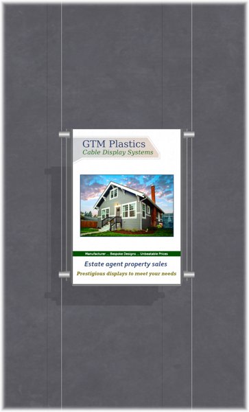 Poster Display - 1x1 Portrait single width pockets - wire suspended poster kit
