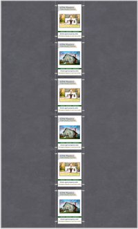 Hanging poster display kits - single width portrait pocket style - Layout: 1x6 assembled between cable wires