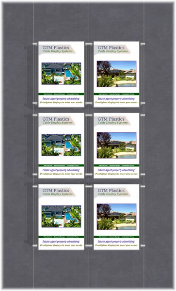 Poster Display - 2x3 Portrait single width pockets - wire suspended poster kit