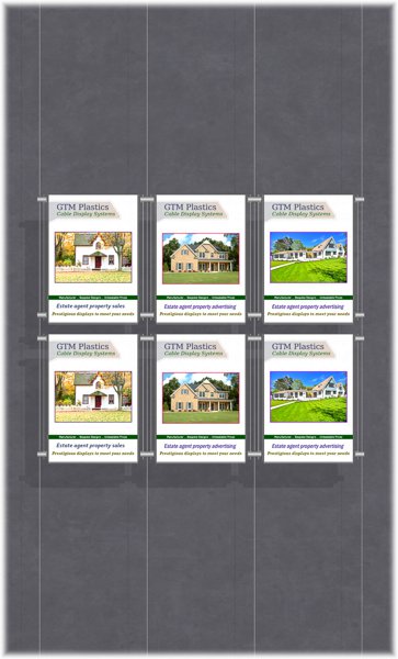 Poster Display - 3x2 Portrait single width pockets - wire suspended poster kit