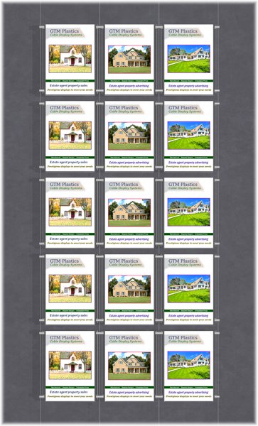 Poster Display - 3x5 Portrait single width pockets - wire suspended poster kit