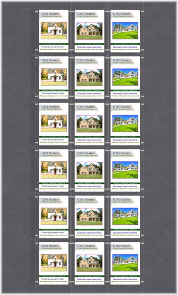 Poster Display - 3x6 Portrait single width pockets - wire suspended poster kit