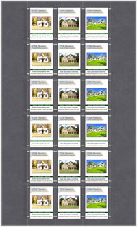 Hanging poster display kits - single width portrait pocket style - Layout: 3x6 assembled between cable wires