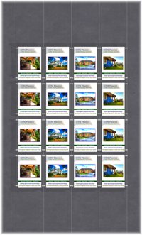 Hanging poster display kits - single width portrait pocket style - Layout: 4x4 assembled between cable wires