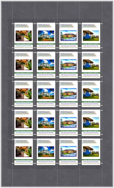 Poster Display - 4x5 Portrait single width pockets - wire suspended poster kit