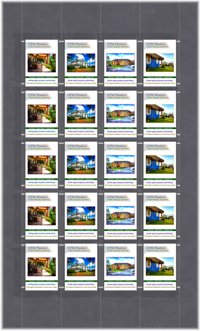 Hanging poster display kits - single width portrait pocket style - Layout: 4x5 assembled between cable wires