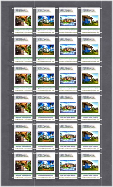 Poster Display - 4x6 Portrait single width pockets - wire suspended poster kit