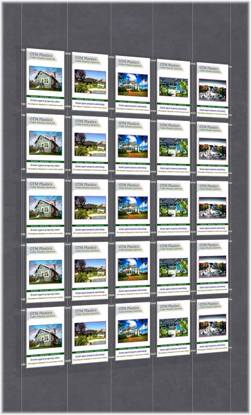 Poster Display - 5x5 Portrait single width pockets - wire suspended poster kit