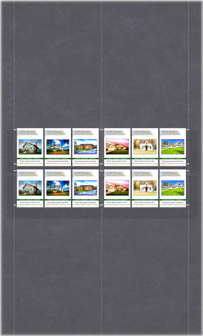Poster Display - 6x2 Portrait triple width pockets - wire suspended poster kit