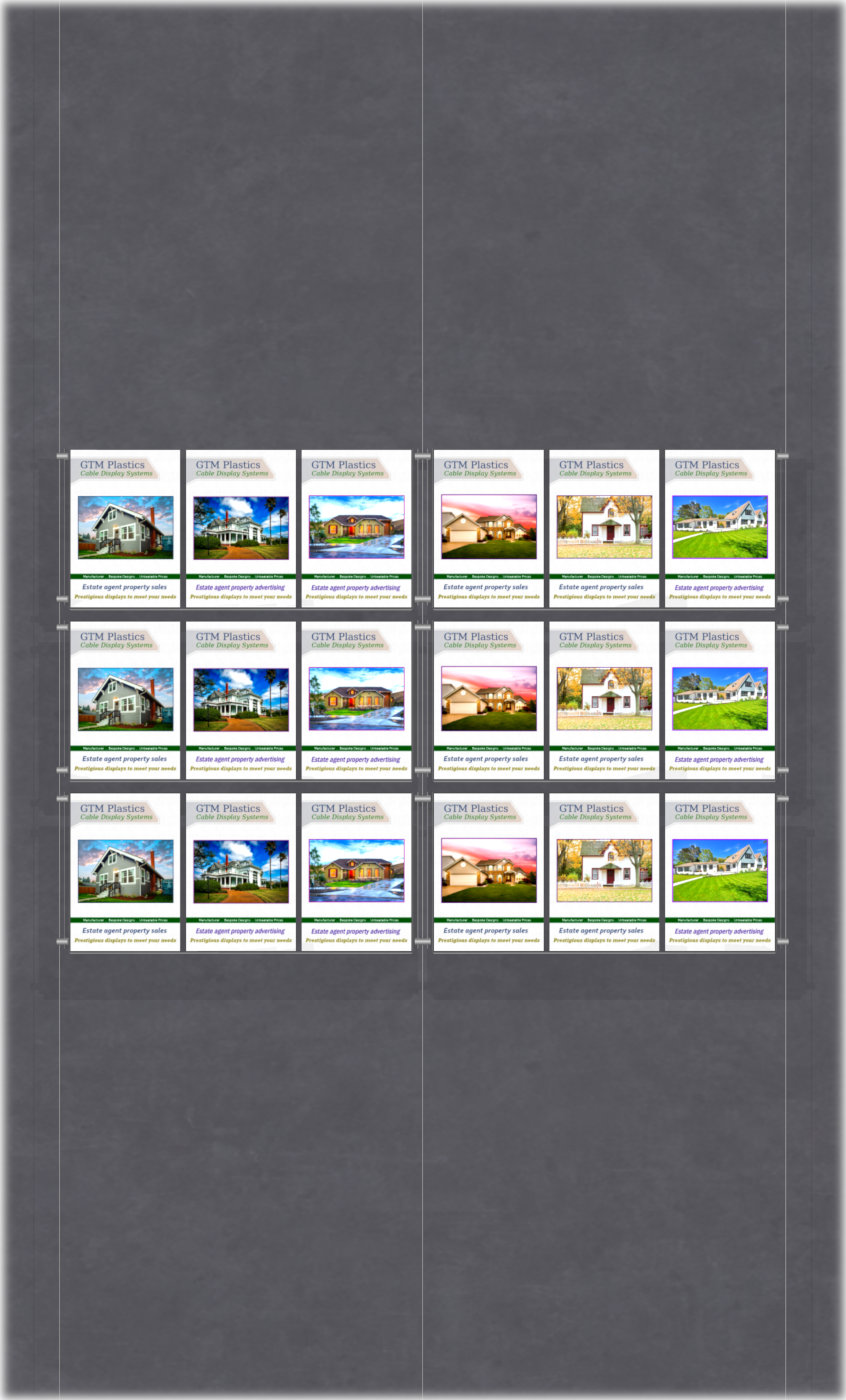 Poster Display - 6x3 Portrait triple width pockets - wire suspended poster kit
