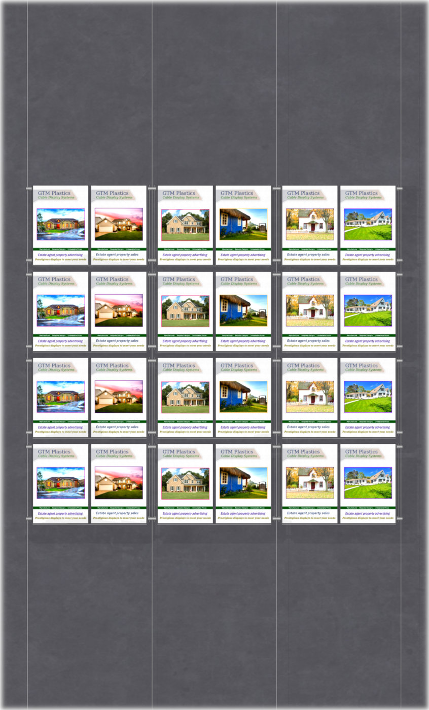 Poster Display - 6x4 Portrait double width pockets - wire suspended poster kit