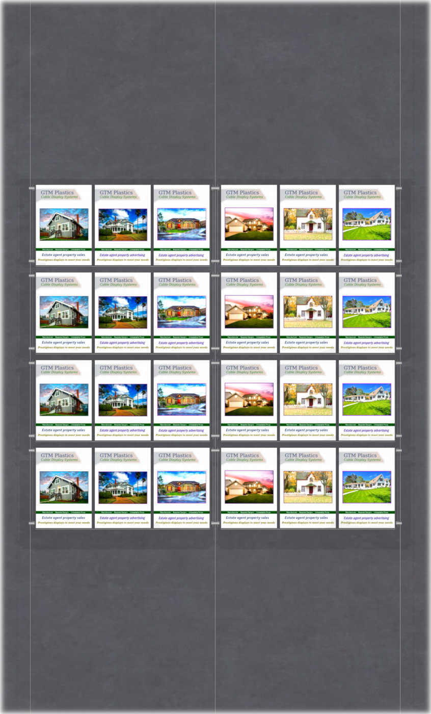 Poster Display - 6x4 Portrait triple width pockets - wire suspended poster kit