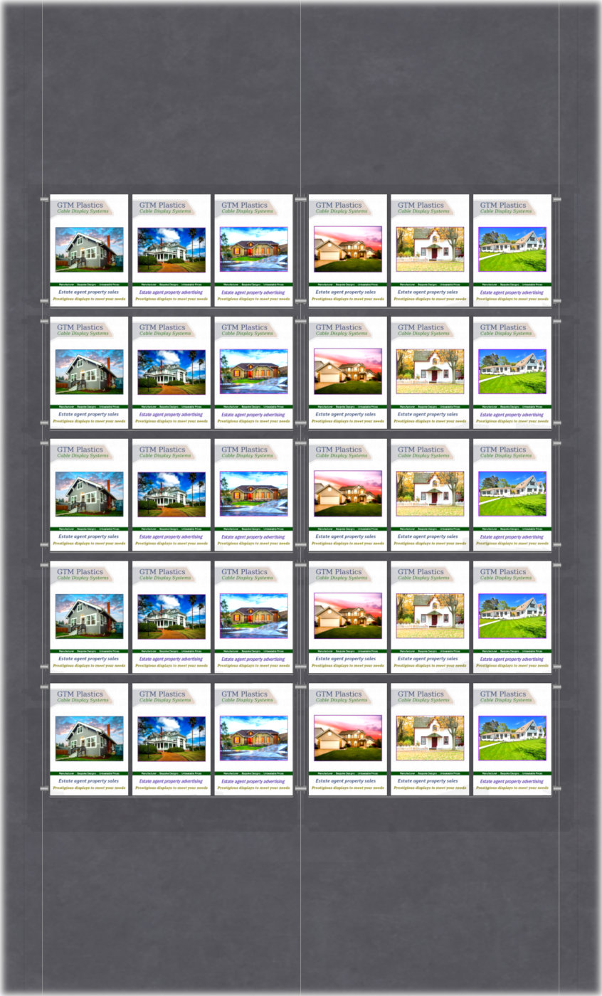 Poster Display - 6x5 Portrait triple width pockets - wire suspended poster kit