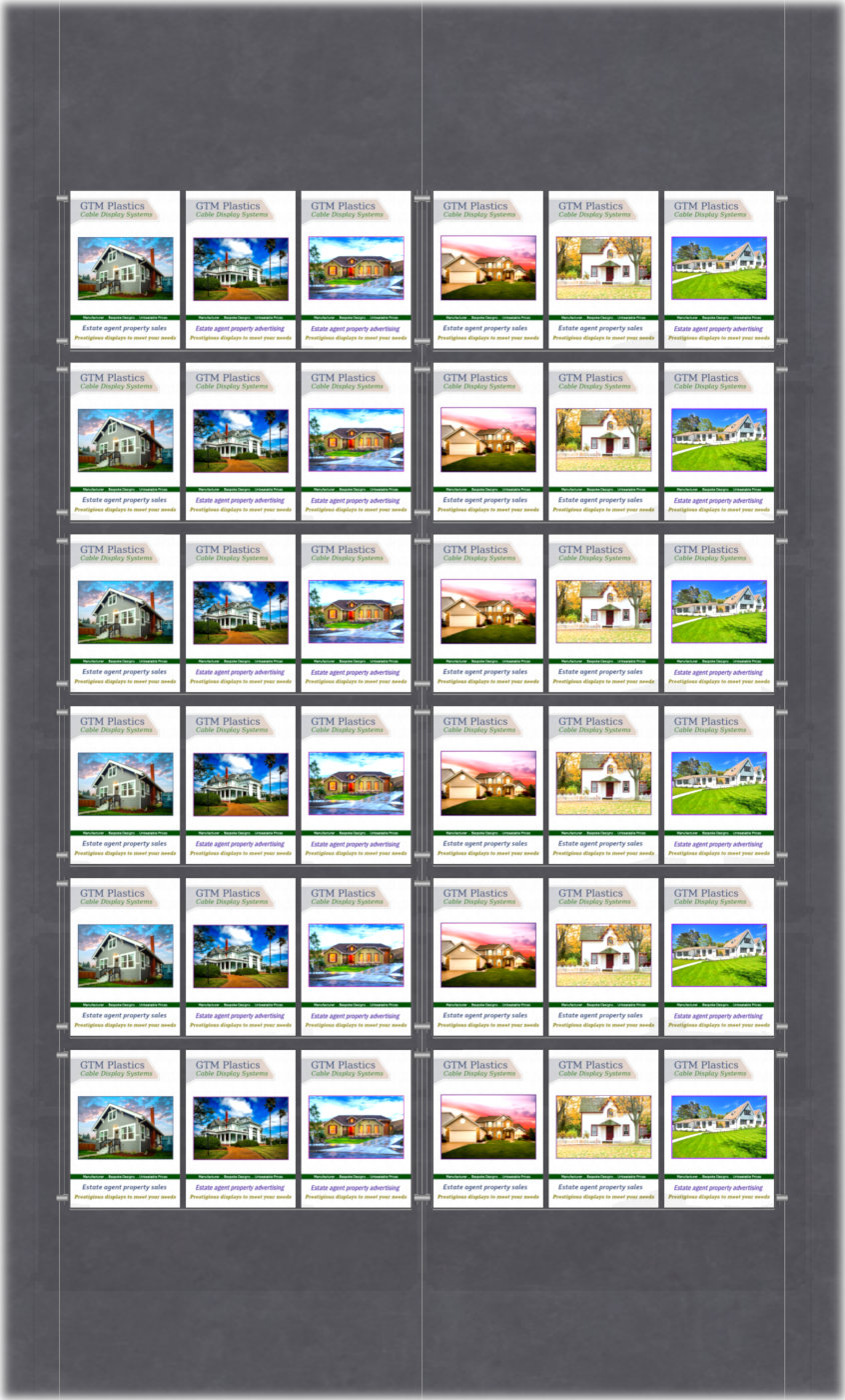 Poster Display - 6x6 Portrait triple width pockets - wire suspended poster kit