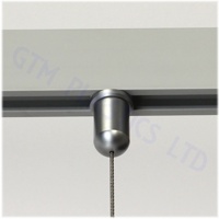 A closeup view of an anodised aluminium frame. The cable kit top fixing is shown attached to the top crossbar.