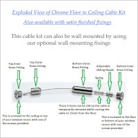 Floor to ceiling cable kit exploded view showing individual components.