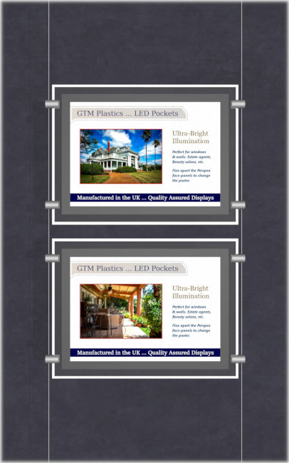 LED Window & wall poster display - 1x2 Landscape