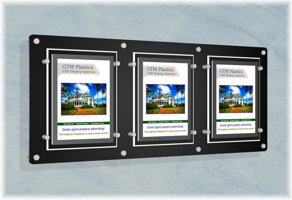 LED Wall pockets mounted via an acrylic back-panel - A4PT-SW-3PK