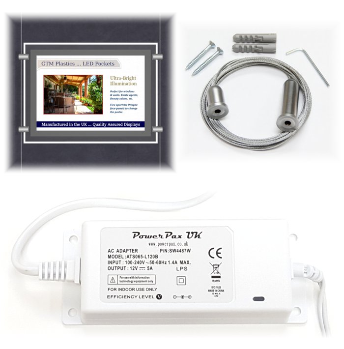 Individual parts used for LED Illuminated poster display systems