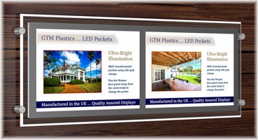 Double Width Landscape LED Wall pockets mounted directly to the wall
