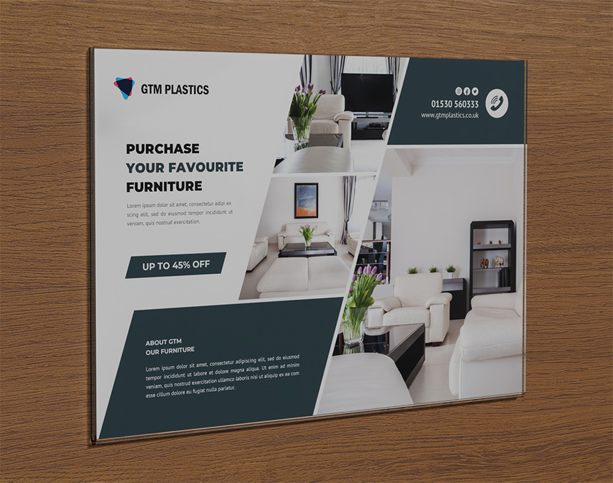 Sticky-back acrylic poster holder