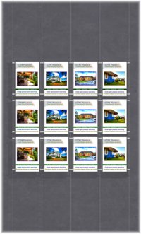 Hanging poster display kits - single width portrait pocket style - Layout: 4x3 assembled between cable wires