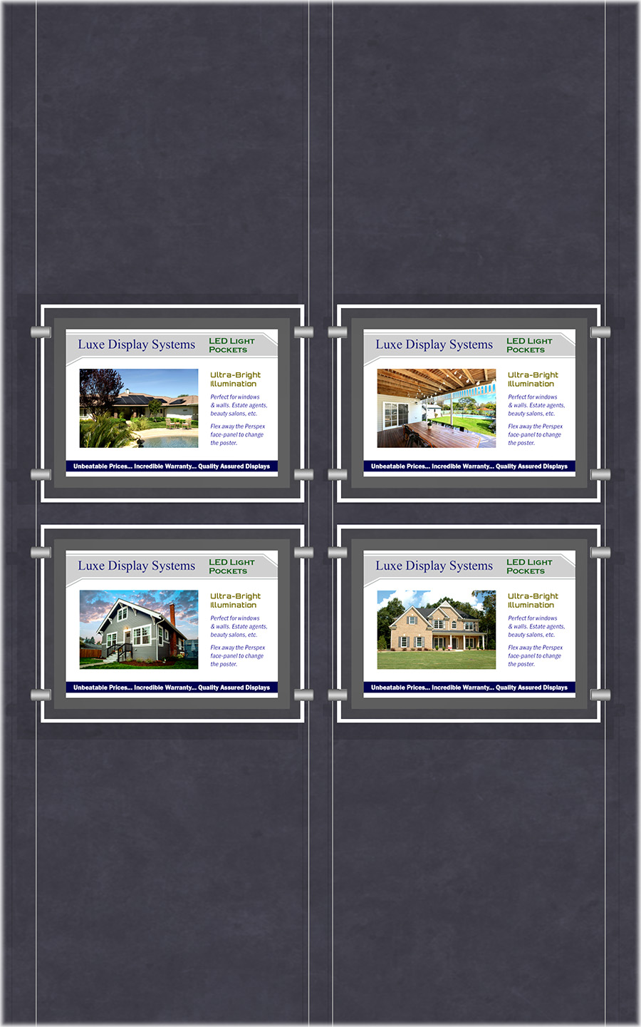 LED Window & wall poster display - 1x2 Landscape