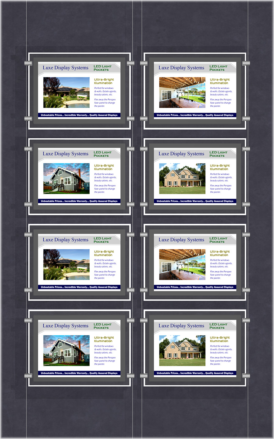 LED Window & wall poster display - 2x4 Landscape