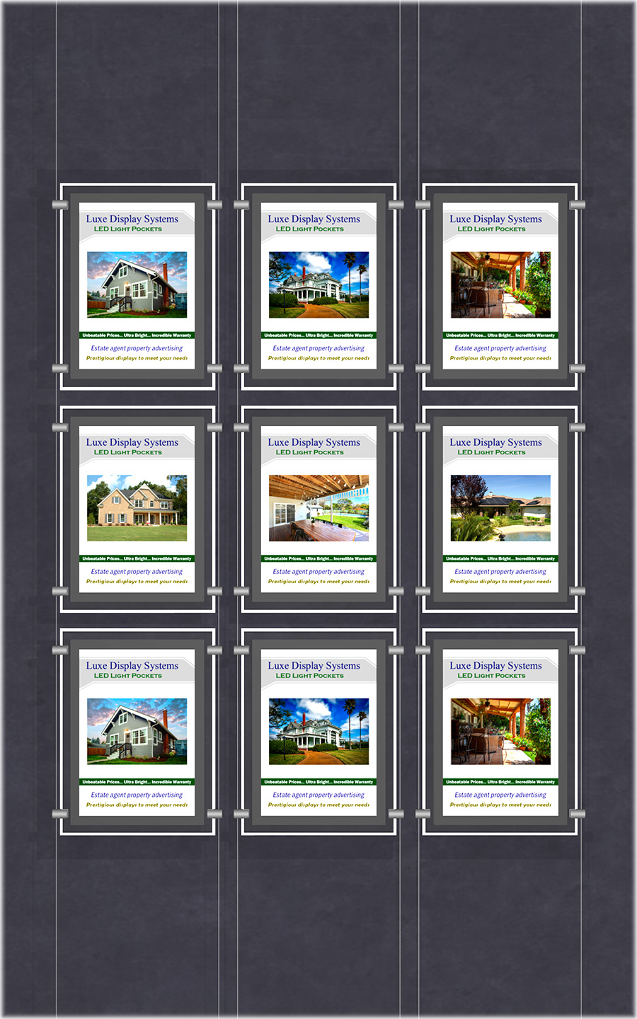 LED Window & wall poster display - 3x3 Portrait